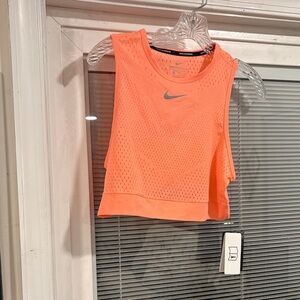Nike Women's Neon Orange Mesh Crop Tank